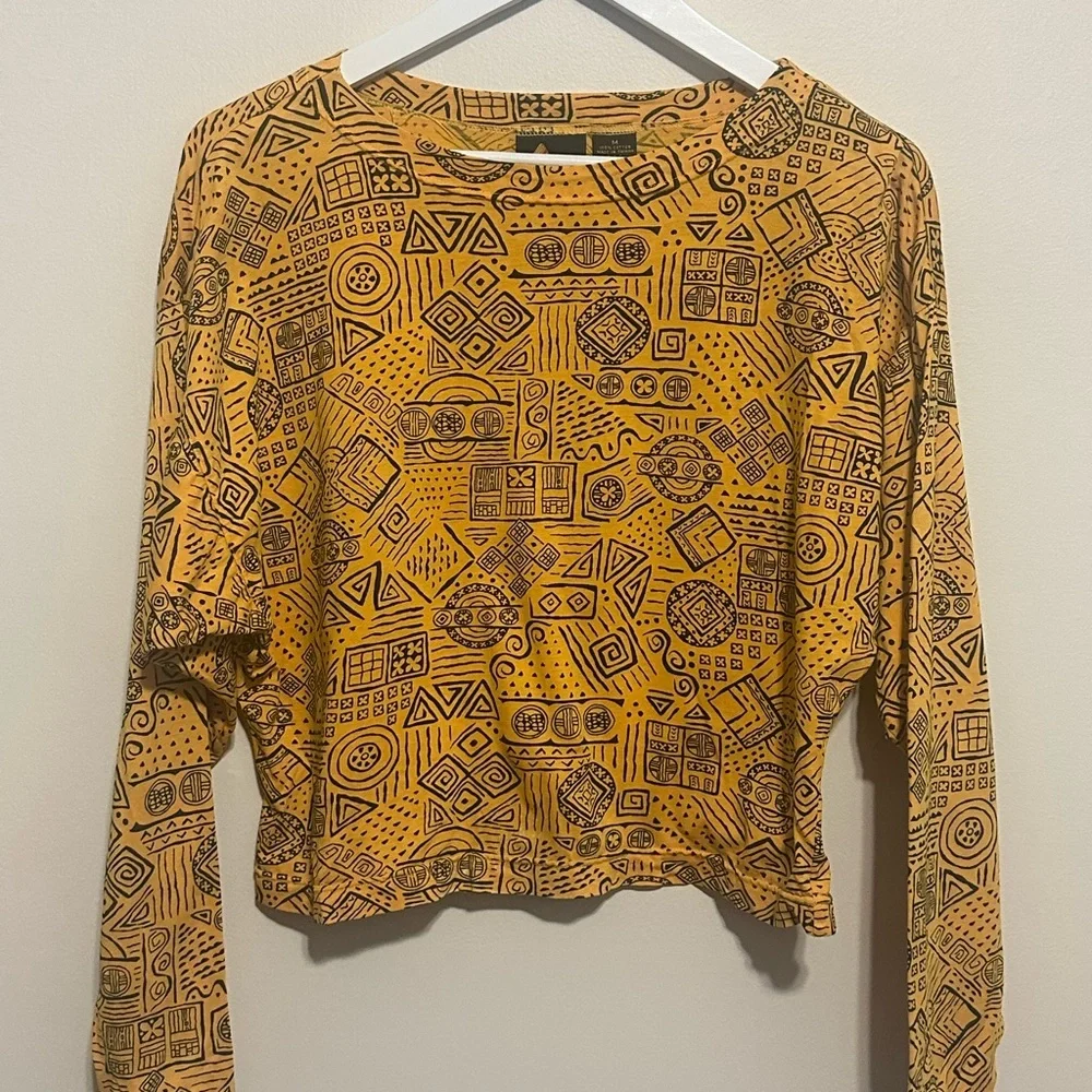 Geometric Patterned Yellow Women's Top